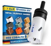 S&R Sierra de Corona BIM 35 mm - Acero HSS M42 con 8% Cobalto - Corte Profundo 48 mm - Para Metal, Inox, Madera, Plástico, MDF, Laminado - Agujeros Limpios y Precisos