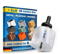 S&R Sierra de Corona BIM 68 mm - Acero HSS M42 con 8% Cobalto - Corte Profundo 48 mm - Para Metal, Inox, Madera, Plástico, MDF, Laminado - Agujeros Limpios y Precisos