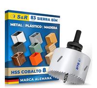 S&R Sierra de Corona BIM 83 mm - Acero HSS M42 con 8% Cobalto - Corte Profundo 48 mm - Para Metal, Inox, Madera, Plástico, MDF, Laminado - Agujeros Limpios y Precisos