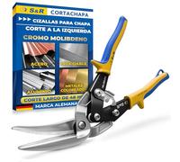 S&R Tijeras Cortachapa Cizalla Hojalata para Métal y Yeso 280 mm - Corte Izquierdo - CrMo Cuchillas Dentadas Largas para Acero, Acero Inoxidable, Aluminio y Metales de Colores. Cizalla Aviación