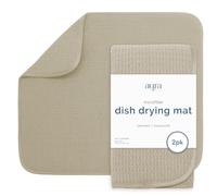 S&T INC. Tapete de secado de platos, 2 unidades, 16 x 18 pulgadas, tapete absorbente de microfibra para encimera de cocina, almohadilla de secado de platos para platos, utensilios, ollas y sartenes