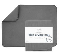 S&T INC. Tapete de secado de platos para cocina, absorbente, reversible XL, de microfibra, 18 x 24 pulgadas, gris carbón, paquete de 2