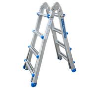 S.T.P. New Blue A20NB4, 2 x 8 peldaños, 4,44 m - Escalera telescópica de aluminio - Altura operativa estimada 5,44 m