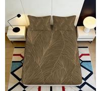 Sábana Ajustable 3D Impresa Hoja Microfibra Bolsillo Profundo Antideslizante Leaf Mattress Fitted Cover Dormitorio Lavable Adultos 140x200x25cm