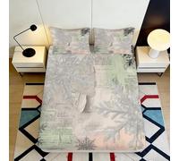 Sábana Ajustable 3D impresión Plantas Bosque Microfiber Bolsa Profunda Dormitorio Forest Mattress Fitted Cover Antideslizante hogar 200x200x25cm