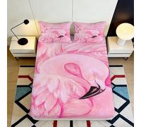 Sábana Ajustable 3D Impreso Flamenco Rosa Microfibra Bolsillo Profundo Antideslizante Dormitorio Flamingo Mattress Fitted Cover Lavable 90x200x25cm