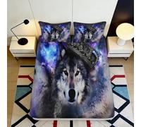 Sábana Ajustable 3D Lobo Microfibra Bolsillo Profundo Antideslizante Juego de Cama Dormitorio Wolf Mattress Fitted Cover Elástico Completo Lavable Adultos 200x200x25cm