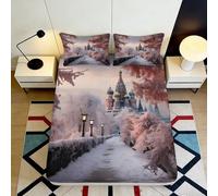 Sábana Ajustable Castle 3D Impresa Microfibra Bolsa Profunda Antideslizante Castle Mattress Fitted Cover para Dormitorio Hogar 90x200x25cm