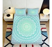 Sábana Ajustable Mandala impresión 3D Microfibra Bolsa Profunda Antideslizante Funda colchón Mandala Envolvente 90x200x25cm