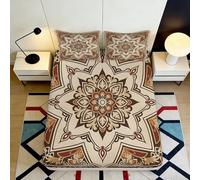 Sábana Ajustable Mandala impresión 3D Microfibra Bolsa Profunda Antideslizante Mandala Funda colchón Dormitorio Adultos 140x200x25cm