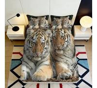 Sábana Ajustable Tigre impresión 3D Microfibra Bolsa Profunda Antideslizante Funda colchón Tigre Dormitorio Regalo Adulto 140x200x25cm