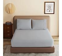 Sábana Bajera Ajustable de 100% algodón Egipcio, tamaño King, 600 Hilos, Bolsillo Profundo de 8 a 16 Pulgadas, sábana Inferior de Tejido Satinado Suave y elástico para Hotel y hogar (Gris, 1 Paquete