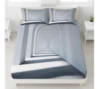 Sábana bajera ajustable, moderna, decorativa 3D, suave, transpirable, protector de colchón para cama Sche, altura hasta 30 cm (Arches Archways, 2 fundas de almohada)
