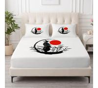Sábana bajera ajustable para niños, niñas y niños, sábana bajera de microfibra transpirable, color blanco, sábana bajera ajustable para cama con somier, protector de colchón, espada japonesa, samurai