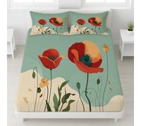 Sábana bajera de 90 x 200 cm, diseño floral antideslizante, antideslizante, para 2 personas, con funda de almohada de 30 cm, diseño floral, flores antideslizantes, juego de cama infantil con 1 funda