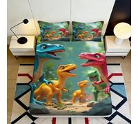 Sábana Bajera Dinosaurio Impresión 3D Microfibra Suave Juvenil Infantil Ropa Cama Antideslizante Bolsillo Profundo Dinosaurio Mattress Fitted Cover Borde Elástico Lavable Dormitorio 200x200x25cm