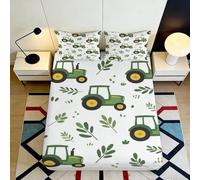 Sábana Bajera Fitted Sheet Tractor Dibujos 3D Impresa Microfibra Antideslizante Bolsillo Profundo Habitación Infantil Tractor Mattress Fitted Cover Lavable 140x200x25cm