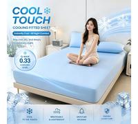 Sábana de Seda Helada Refrescante de Verano, Tejido Transpirable con Banda Elástica, Protector de Colchón Ajustable Antideslizante Sapphire Blue Sheet 150X200cm
