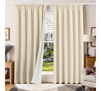 Sábana encimera, cortinas 100% opacas con cinta para arrugas, cortinas opacas con aspecto de lino, 200 H x 200 B x 2 cortinas grises y blancas, cortinas térmicas, cortinas para proteger del frío