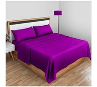 Sábana encimera de percal Que no Necesita Planchado, tamaño King, polialgodón, Antiarrugas, Calidad de Hotel, Ropa de Cama de Lujo, sábana encimera teñida, Color Baya
