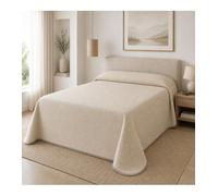 SABANALIA - Colcha Cama 120 | Estampada Stone | 50% Algodón - 50% Poliéster | Cubrecama Primavera y Verano | Disponible en Varios Tamaños y Colores | (220x280) | Beige