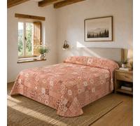SABANALIA - Colcha Cama 180 | Estampada Rustik | 50% Algodón - 50% Poliéster | Cubrecama Primavera y Verano | Disponible en Varios Tamaños y Colores | (280x280) | Naranja