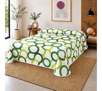 SABANALIA - Colcha Cama 80 | Estampada Aros | 50% Algodón - 50% Poliéster | Cubrecama Primavera y Verano | Disponible en Varios Tamaños y Colores | (170x280) | Verde