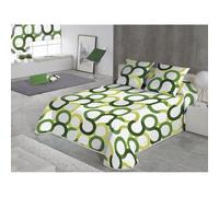 SABANALIA - Colcha Estampada Aros (Disponible en varios tamaños y colores) | Colcha ideal para primavera y verano | Producto ligero y decorativo Green Cama 180 (280x280)