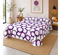 SABANALIA - Pack Colcha Cama 150 | Estampada Aros | 50% Algodón - 50% Poliéster | Cubrecama Primavera y Verano | + 2 cuadrantes 50x50 + 2 Rellenos de Fibra 50x50 | (250x280) | Lila