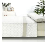 Sábanas 135x190 - Juego de Sábanas 3 Piezas - 100% Microfibra Suave y Transpirable - Sábana Bajera Ajustable, Encimera y Funda Almohada - Ropa de Cama Estampada (Zuri Beige)