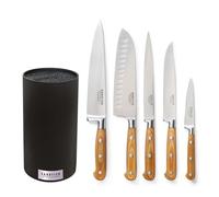 SABATIER TROMPETTE Essentiel - Bloque de 5 cuchillos de cocina, acero 5Cr15MoV, acabado satinado, negro
