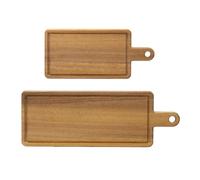 SABATIER TROMPETTE - Juego de 2 tablas de cortar rectangular con asas y rigolas - Madera de acacia aceitada - 37,5 x 17 x 1,5 cm - 39 x 28 x 3 cm - Madera