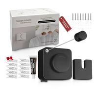 SABN STORE Pack Tendedero Extensible Pared Exterior, Incluye Kit Instalación Sin Taladro o con Tornillos para Baño/Balcón + Kit Pladur y Set 10 Pinzas - Tendedero Pared Exterior (Negro Mate)