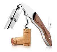Sacacorchos Vino Camarero Sommelier Abridor Vino Navaja Camarero | Acero Inoxidable Y Mango De Madera, Sacacorchos 3 En 1 Con Cortacápsulas. Ideal Para Vino En Casa, Bar Y Restaurante