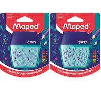 Sacapuntas Infantil Maped Pixel Party - 2 Orificios, Eficiente y Divertido - Ideal para la Escuela, Maped (Paquete de 2)