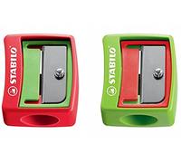 Sacapuntas Stabilo, de plástico, para lápices extragruesos (disponible en 5 colores), color rojo/verde claro