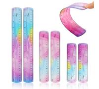 SacJkt Regla Flexible, Juego de 6 Regla 30cm 20cm 15cm, Regla Pequeña Vistoso Transparente Regla Plana Plástico para Estudiante Niños Profesor Material Escolar Oficina