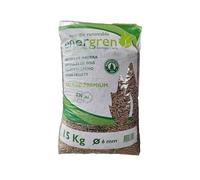 Saco de pellets de Madera 15kg. Certificado ENplus y Calidad A1. Ideal para chimeneas, Estufas o barbacoas. Diametro 6 mm. 100% Madera de Pino.