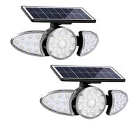 Sacolin Paquete de 2 luces solares de pared, luces solares con sensor de movimiento, 400 lm, 3 cabezales, luces de pared para exteriores con gran angular de 270°, impermeable IP65 para garaje, patio