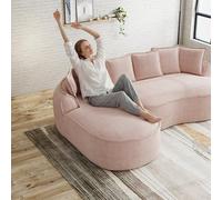 SACOOL Cómodo sofá doble, chenilla nube, diseño sin marco, chaise longue doble extra grande, incluye cojín, no requiere montaje, sala de estar, color rosa