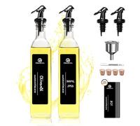 SAEIV 【Control con una Mano Aceitera Cristal, 2X500ml Aceitera Antigoteo, Dispensador de Aceite, Aceiteras para Cocina, Juego de Aceitera y Vinagrera, Herramienta Fácil para Condimentar Ensaladas