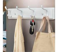 SAeWare Perchero de madera de bambú blanco montado en la pared, organizador de sombreros, perchero de pared, rústico vintage, perchero de entrada con ganchos de metal para colgar en el pasillo, sala