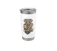 Safari Big Five Animales Gris Tono Retrato Diseño Vaso térmico de acero inoxidable de doble pared