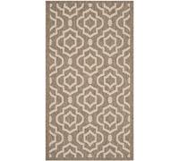 SAFAVIEH Alfombra Geométrica - Impermeable - Sala de estar, Comedor, Dormitorio - Courtyard Collection, Pelo corto, Marrón y Hueso, 79 X 152 cm
