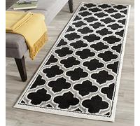 SAFAVIEH Alfombra Geométrica para Interior y Exterior - Amherst Collection, Pelo corto, Antracita y marfil, 76 X 122 cm