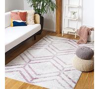 SAFAVIEH Alfombra Geométrica para Sala de estar, Comedor, Dormitorio - Adirondack Collection, Pelo corto, Marfil y ciruela, 91 X 152 cm
