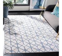SAFAVIEH Alfombra Geométrica para Sala de estar, Comedor, Dormitorio - Amelia Collection, Pelo corto, Gris y Azul, 122 X 183 cm