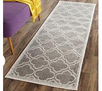 Safavieh Alfombra Geométrica para Sala de Estar, Comedor, Dormitorio - Amherst Collection, Pelo Corto, Gris y Gris Claro, 69 X 213 cm
