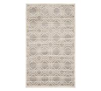 SAFAVIEH Alfombra Geométrica para Sala de estar, Comedor, Dormitorio - Amherst Collection, Pelo corto, Gris claro y marfil, 76 X 122 cm