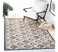 SAFAVIEH Alfombra Geométrica para Sala de estar, Comedor, Dormitorio - Atlas Collection, Pelo corto, Marfil y Beige, 122 X 183 cm
